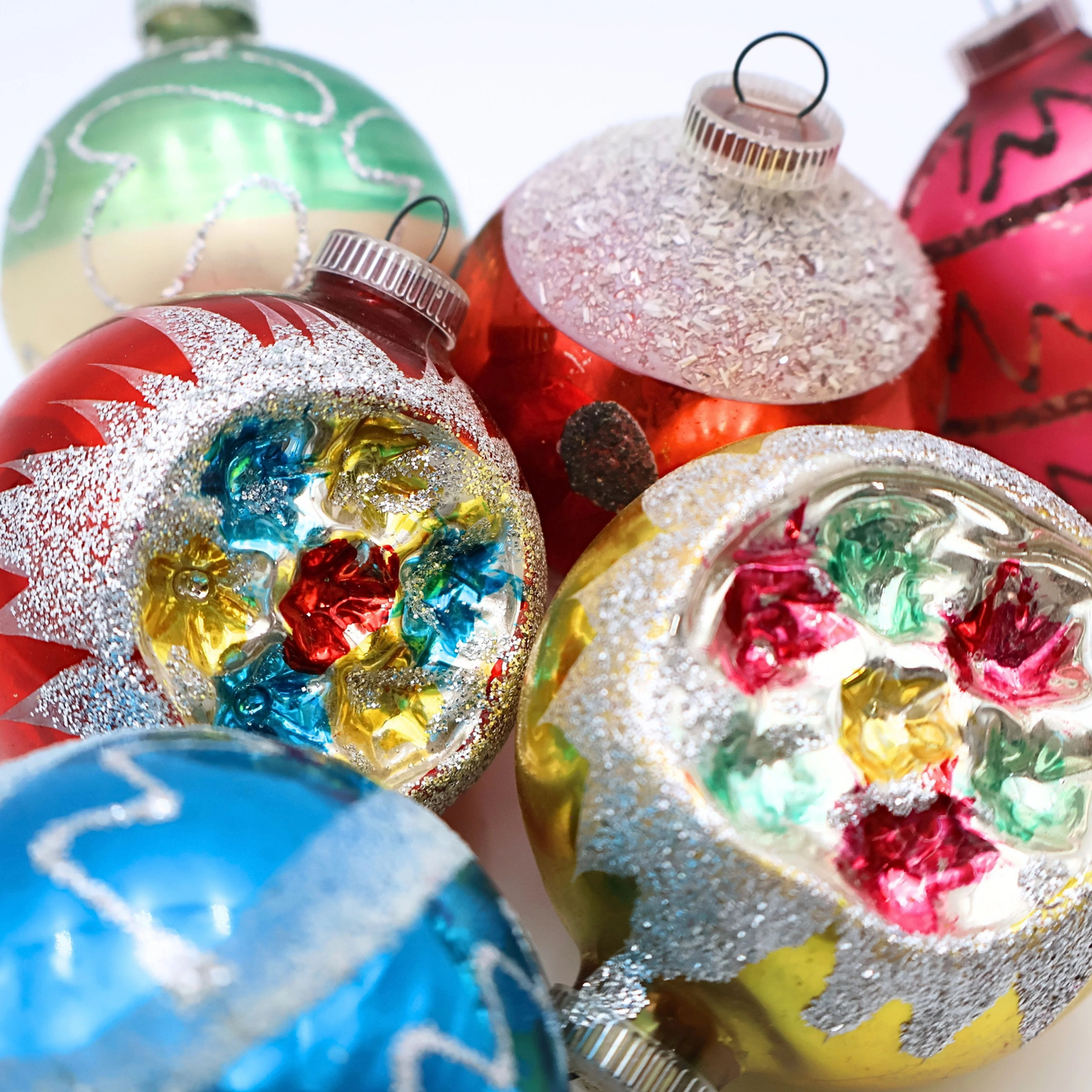 Vintage West Germany Reflector Ornaments - Mercury Glass Christmas Tree Decor