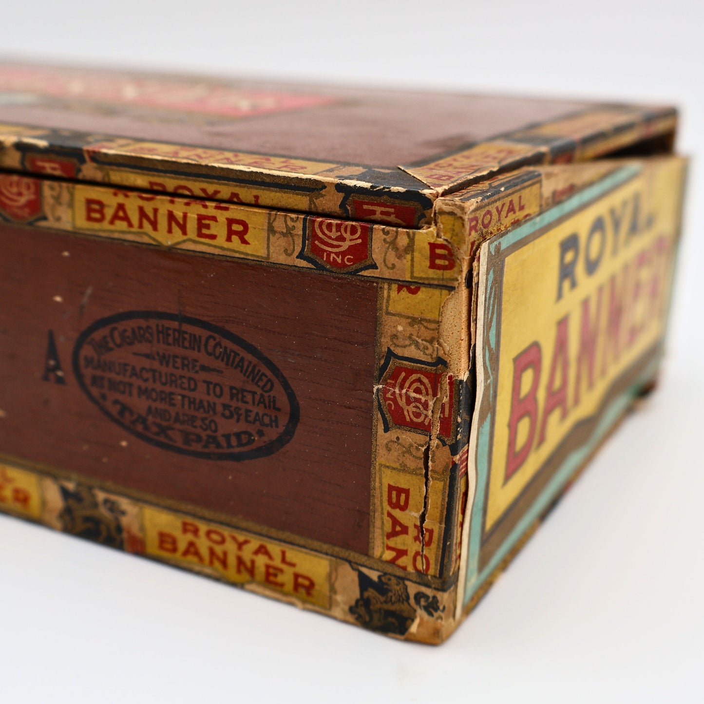 Antique Royal Banner Wooden Cigar Box