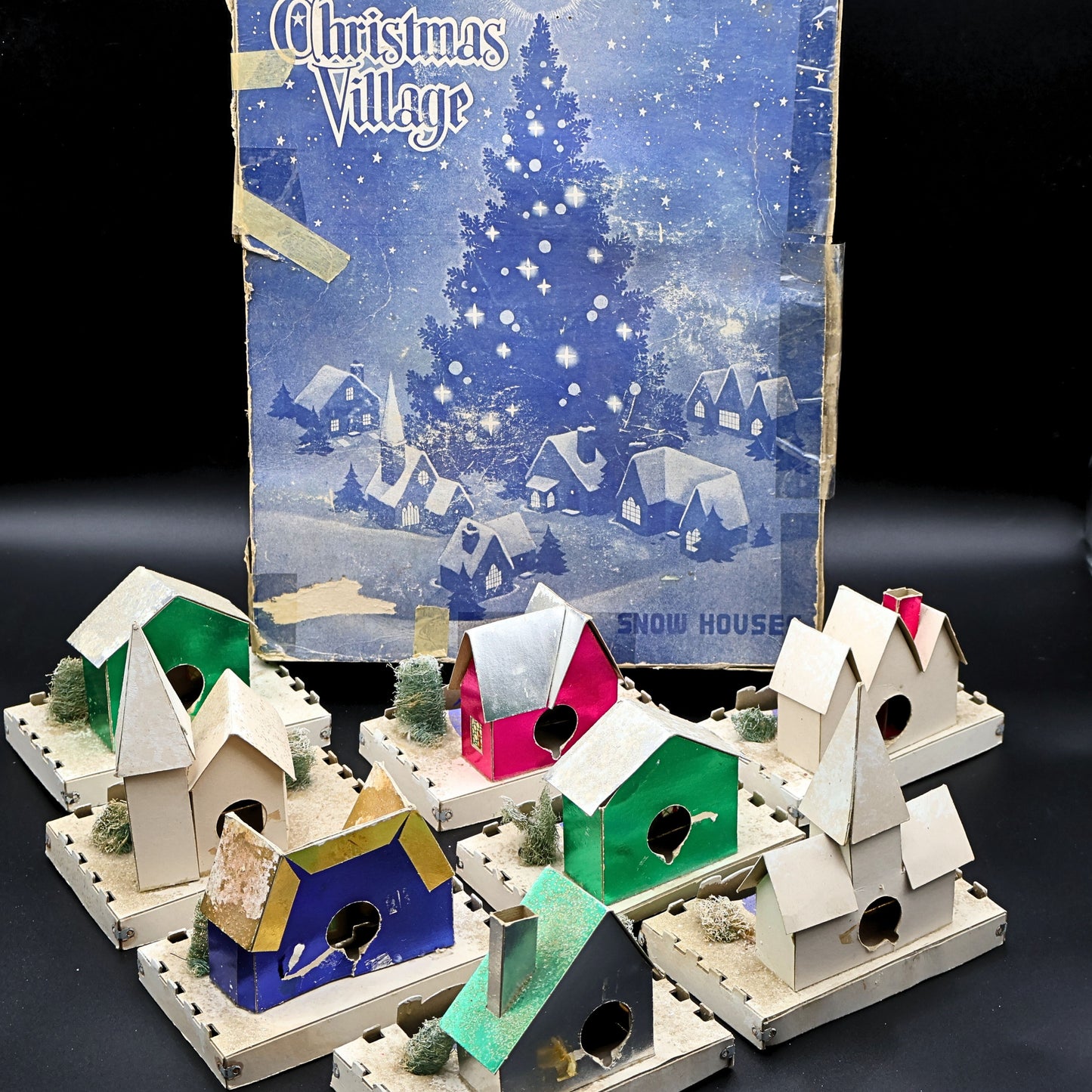 Authentic 1940s Dolly Toy Co Snow Houses Christmas Village (No. 212)