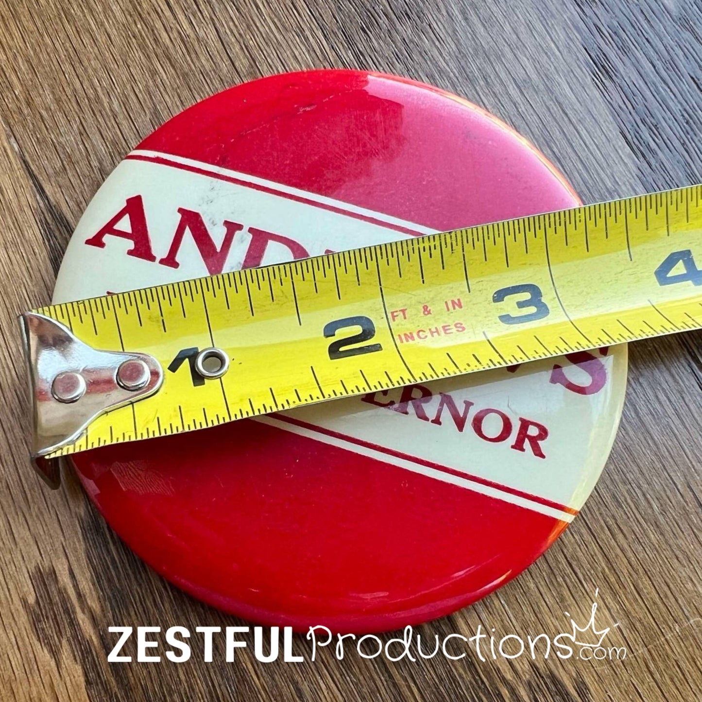 Vintage 1962 Andrews for Governor campaign button measuring approximately 3.5 inches in diameter.