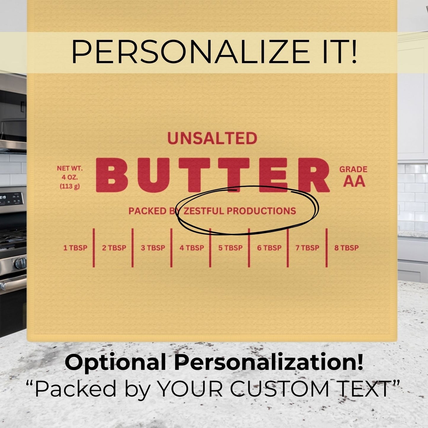 Personalized Unsalted Butter Microfiber Tea Towels