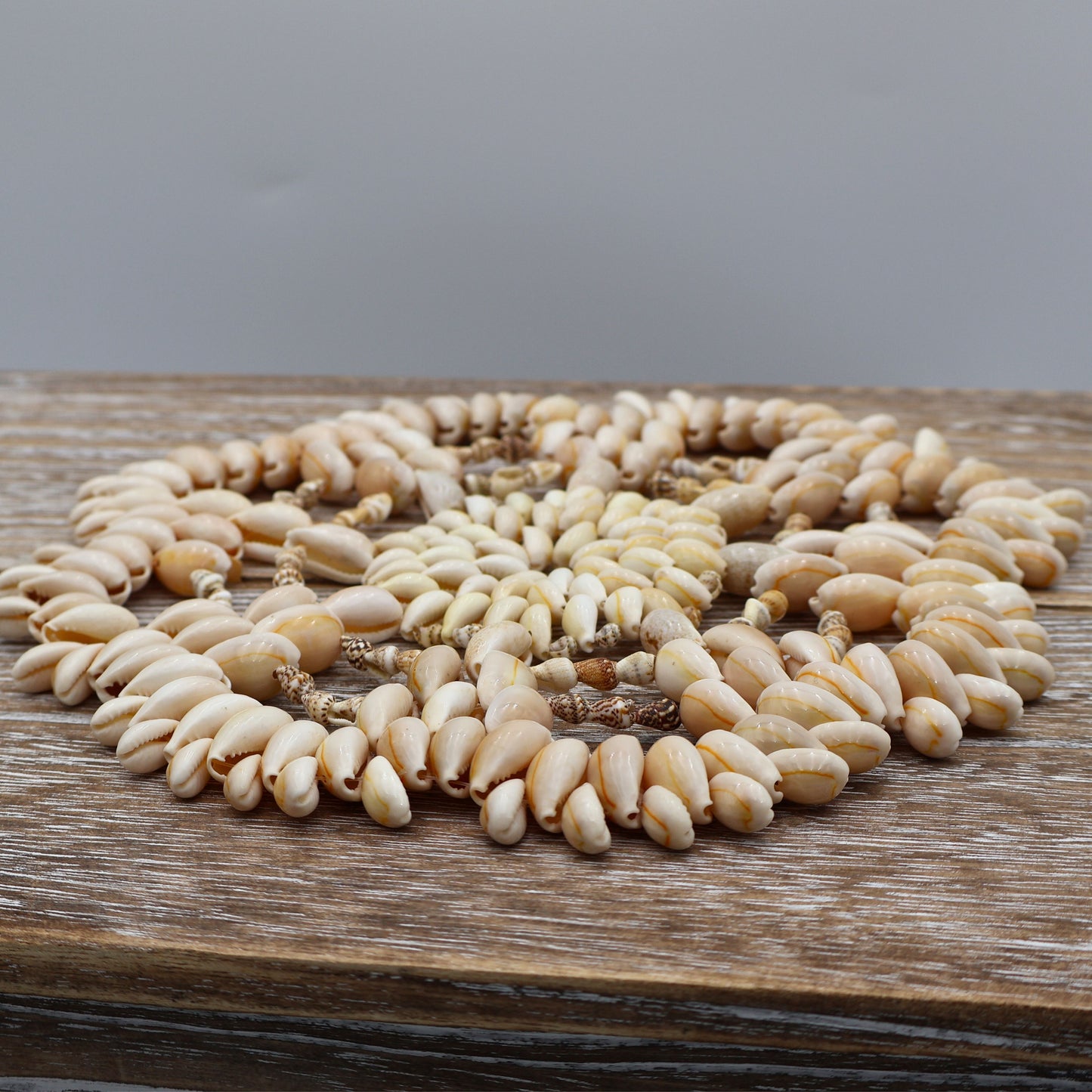 Boho beach house decor trivet crafted from natural cream seashells