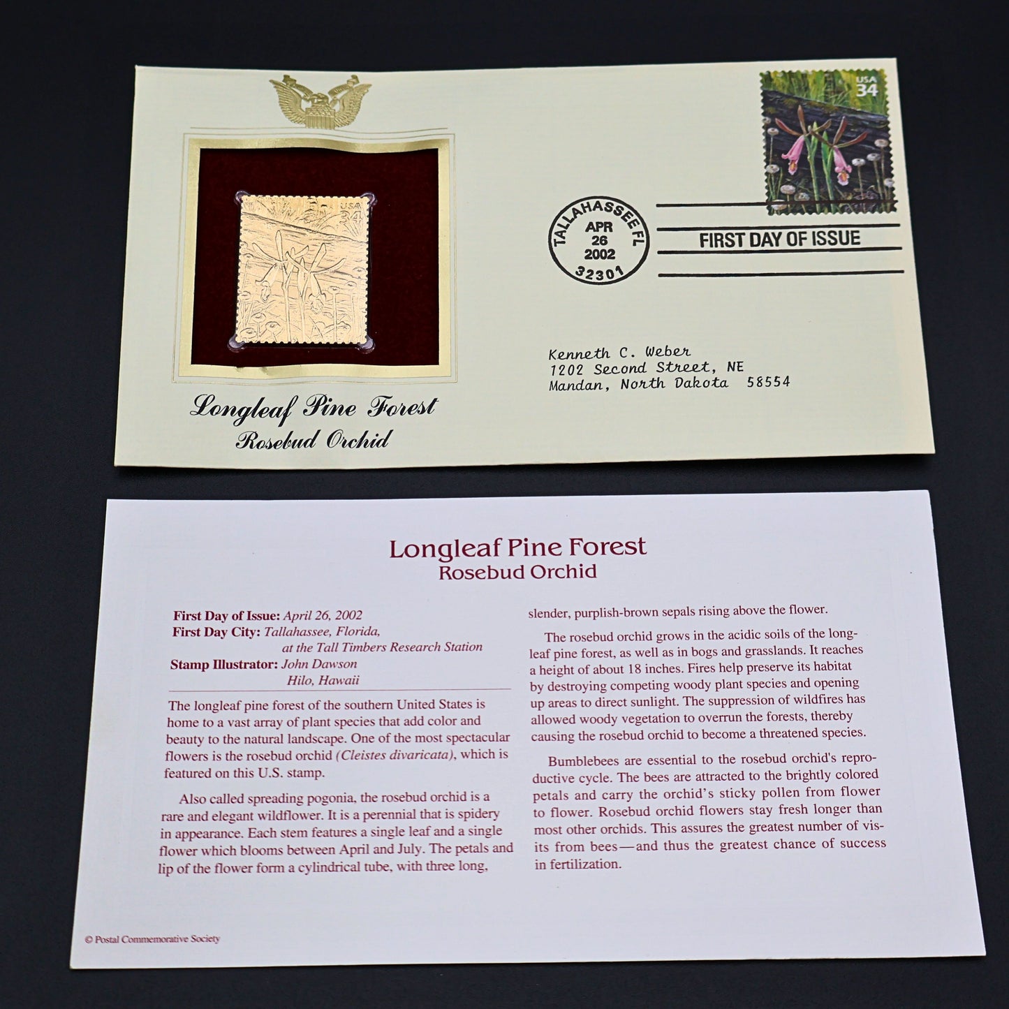 Longleaf Pine Forest 22kt Gold Replica First Day Covers Set