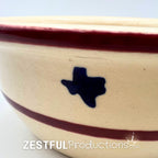 Vintage Texas State Pottery Stoneware Mixing Bowl | Blue Texas Motif | Rustic Americana Farmhouse Kitchen Decor