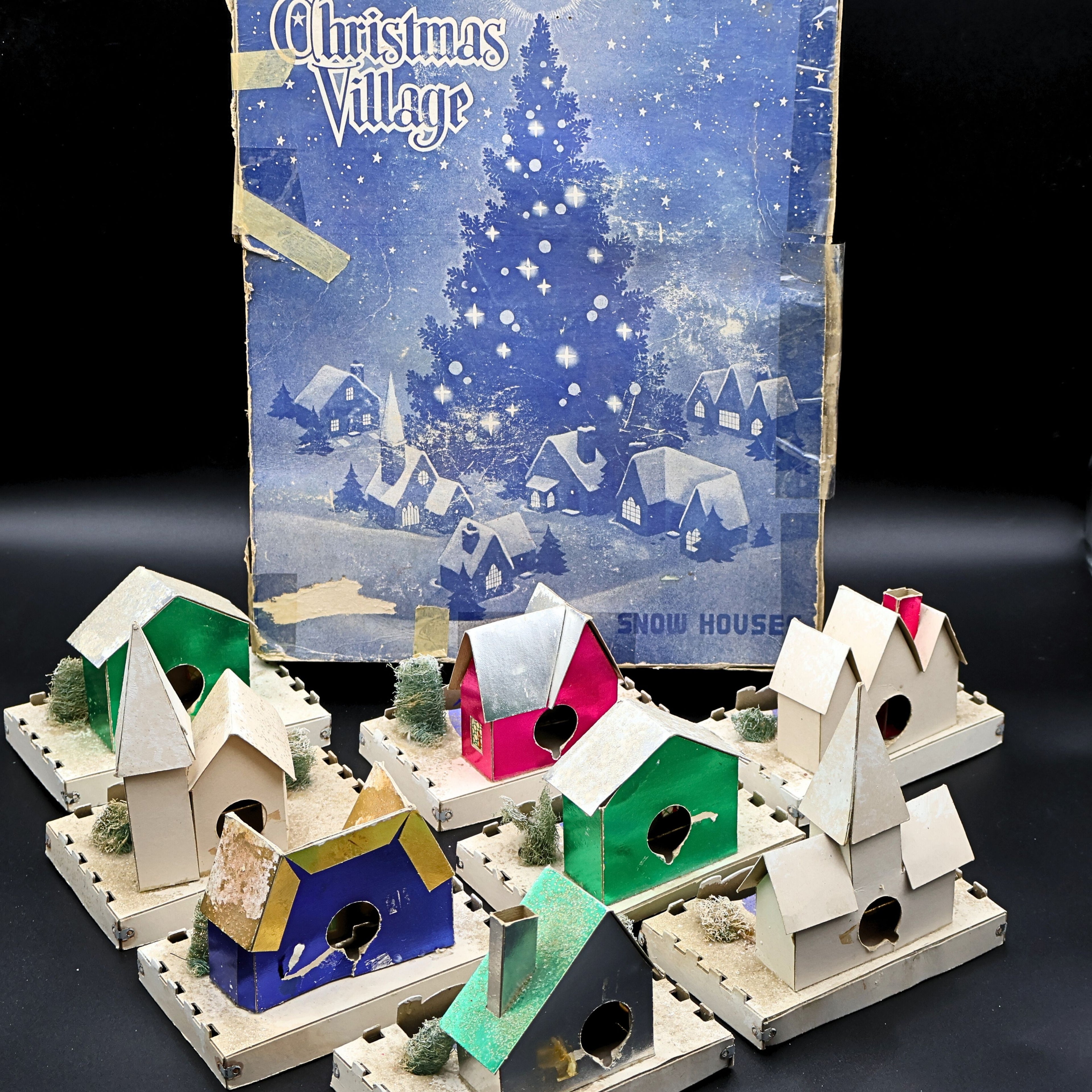 Authentic 1940s Dolly Toy Co Snow Houses Christmas Village (No. 212)