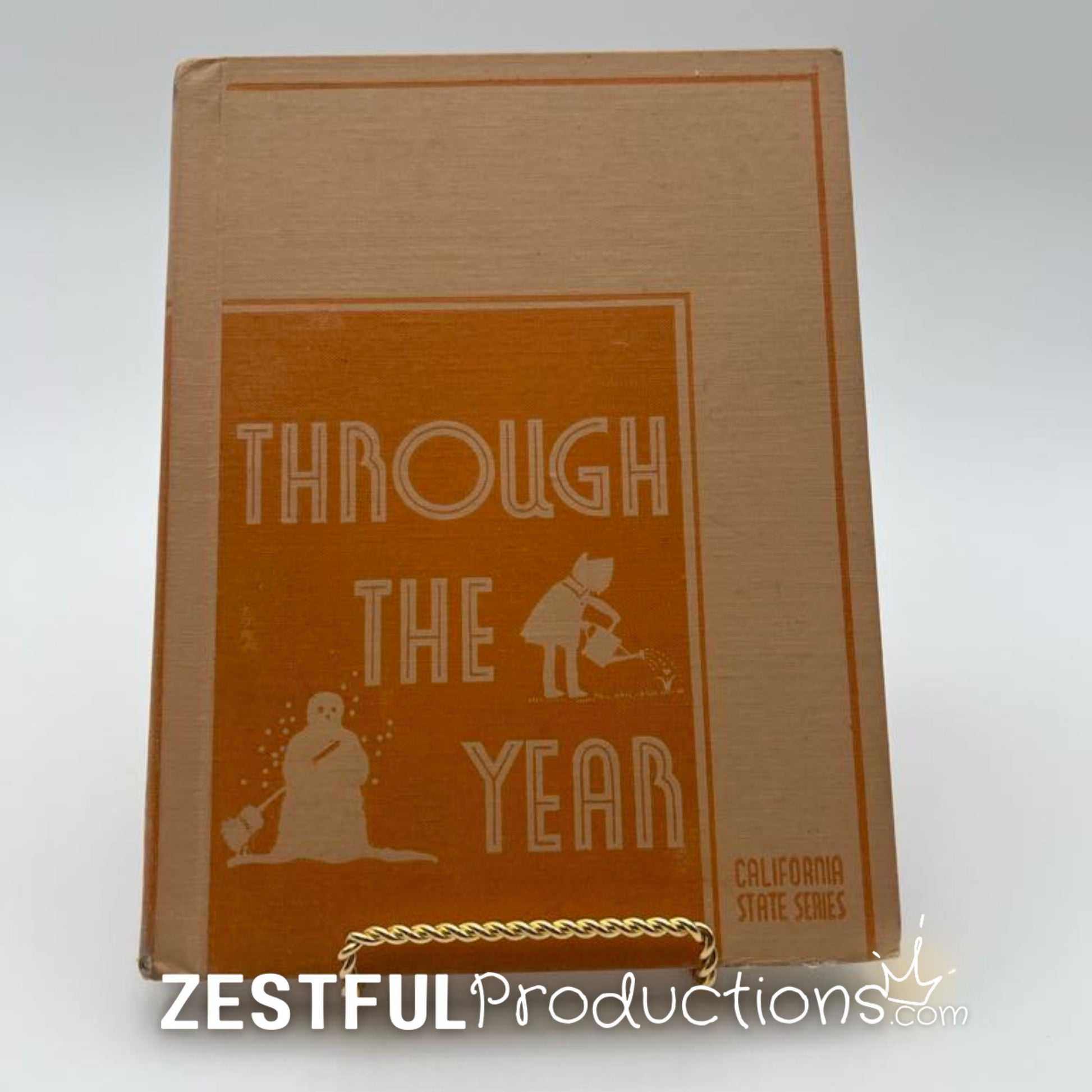 Front cover of 1944 Through the Year vintage California State elementary science textbook