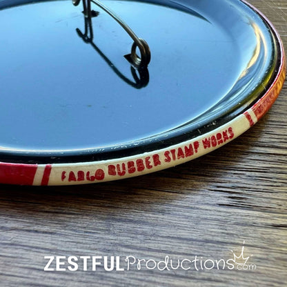 Back of vintage 1962 Andrews for Governor campaign button showing metal pinback and manufacturer marking.