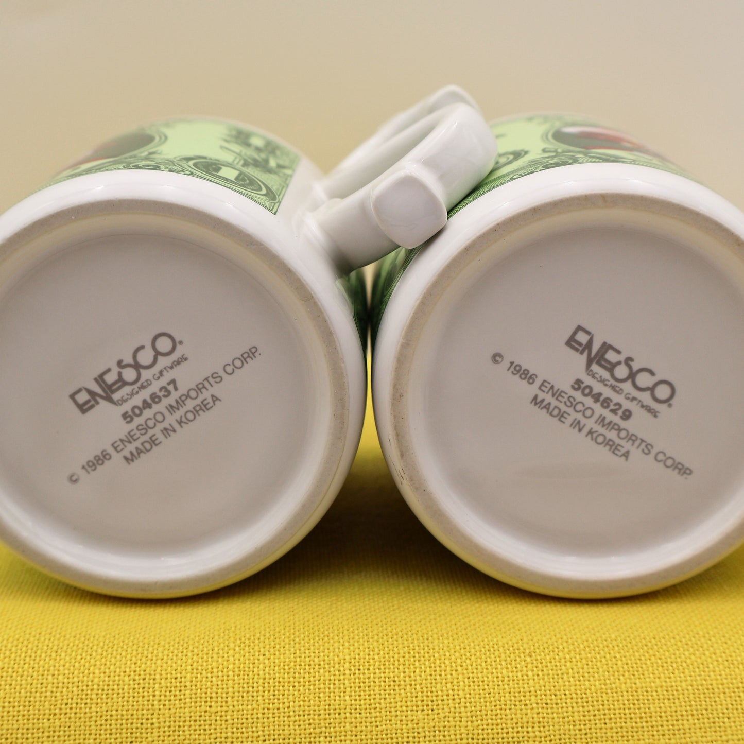 Bottom stamp of 1986 Enesco "One in a Million" Coffee Mug Set