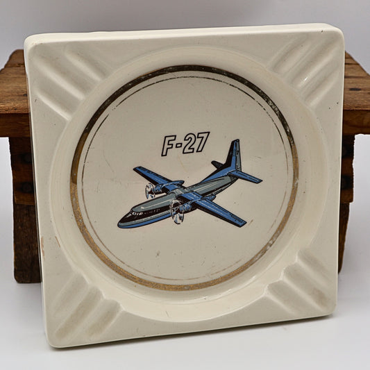 Mid Century Fokker F27 Airplane Advertising Ashtray