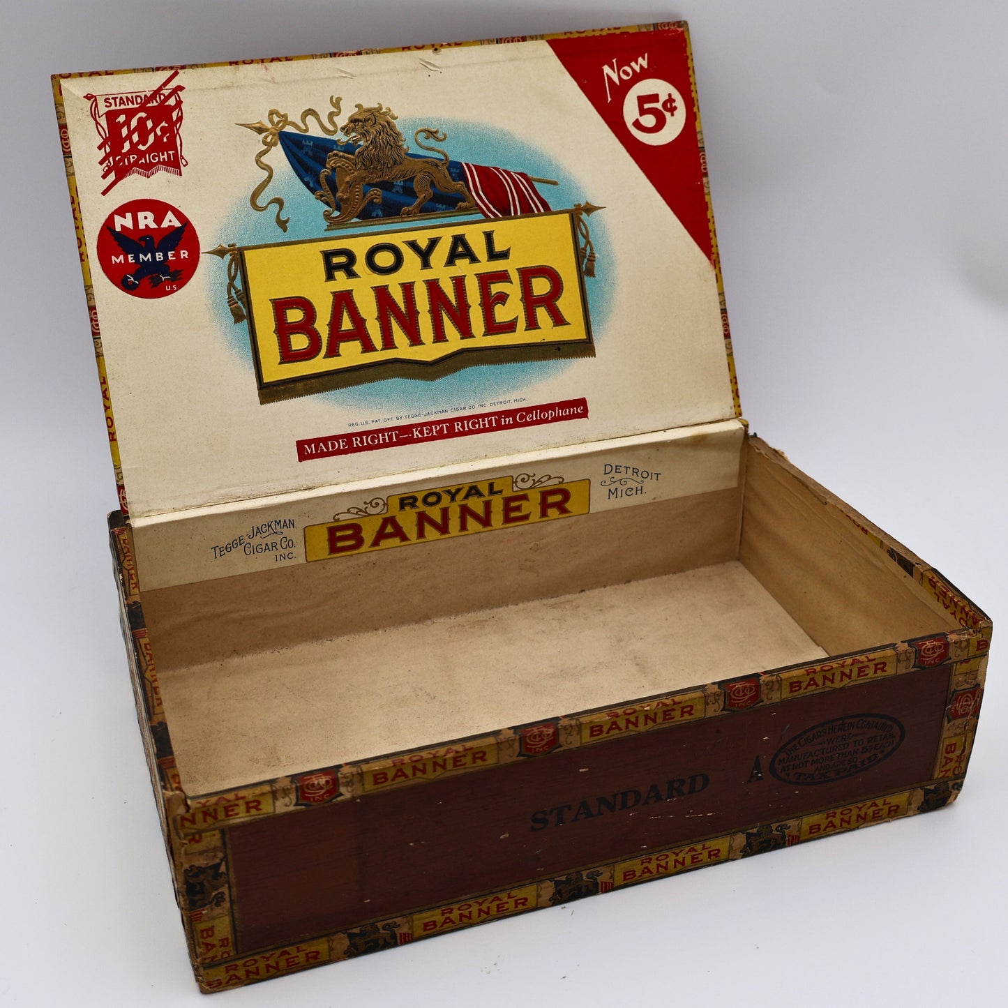 Antique Royal Banner Wooden Cigar Box