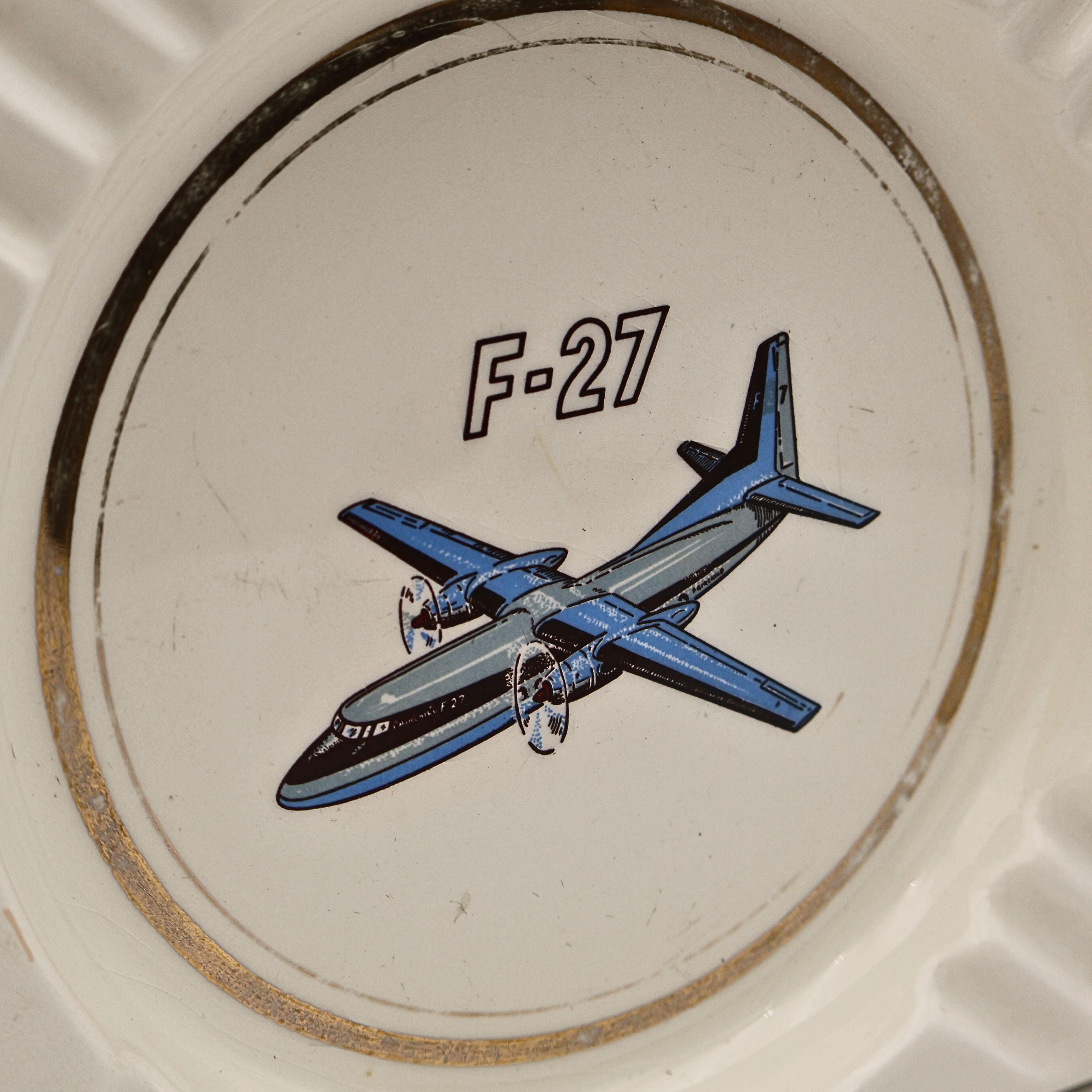 Vintage Fokker F27 Airplane Ashtray | Aviation Collectible
