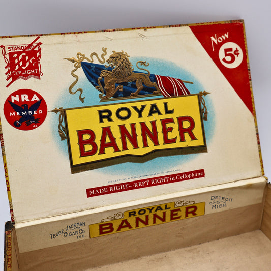 Antique Royal Banner Wooden Cigar Box