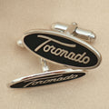 Vintage Oldsmobile Toronado Emblem Cufflinks | Black Enamel Silver-Tone Automotive Jewelry | Classic Car Gift