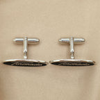 Vintage Oldsmobile Toronado Emblem Cufflinks | Black Enamel Silver-Tone Automotive Jewelry | Classic Car Gift