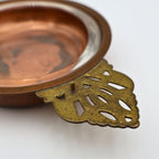 Vintage Copper Porringer Bowl with Glass Insert | Brass Handle | Colonial Revival Serving Dish | Mid-Century Decor