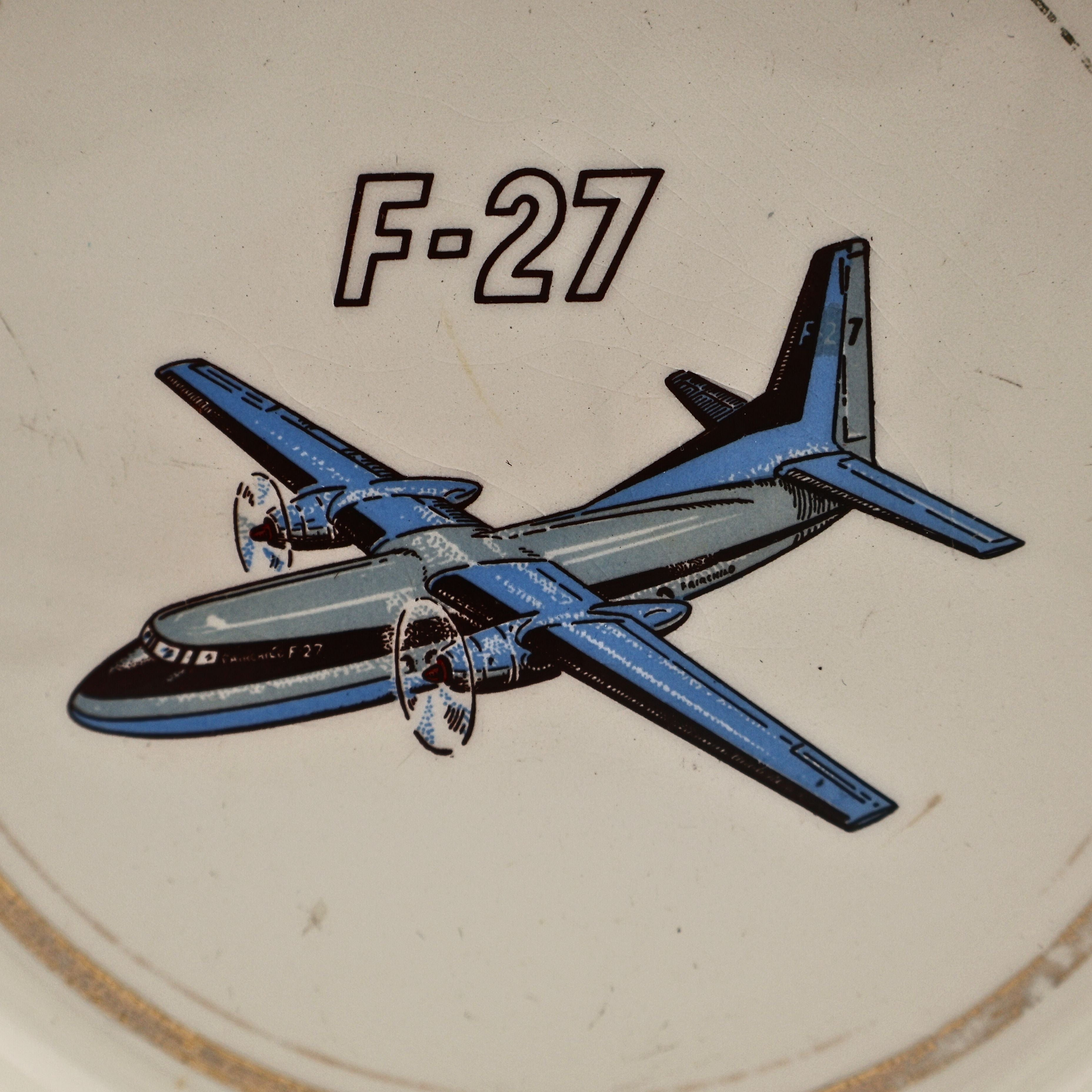 中日本航空　絵皿　FOKKER fast flight Vintage Fokker F27 Airplane Ashtray | Aviation Collectible