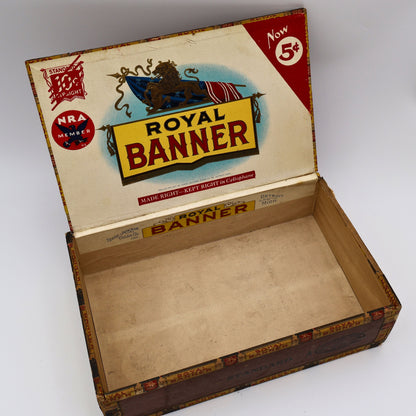 Antique Royal Banner Wooden Cigar Box