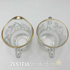Vintage Bartlett Collins 806 Grape Leaf Cream & Sugar Set | Gold Rim Frosted Glass | Mid-Century Glassware