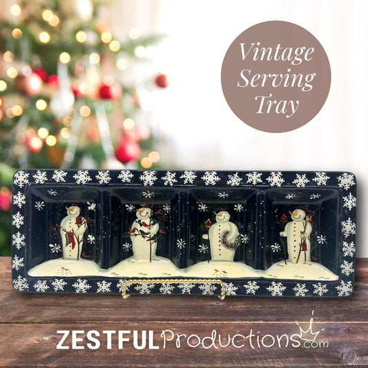 Retired Twilight Snowman Christmas Relish Dish