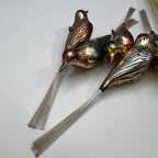 Antique German Blown Glass Bird Christmas Ornaments with Spun Glass Tails | 5 Piece Collector Lot