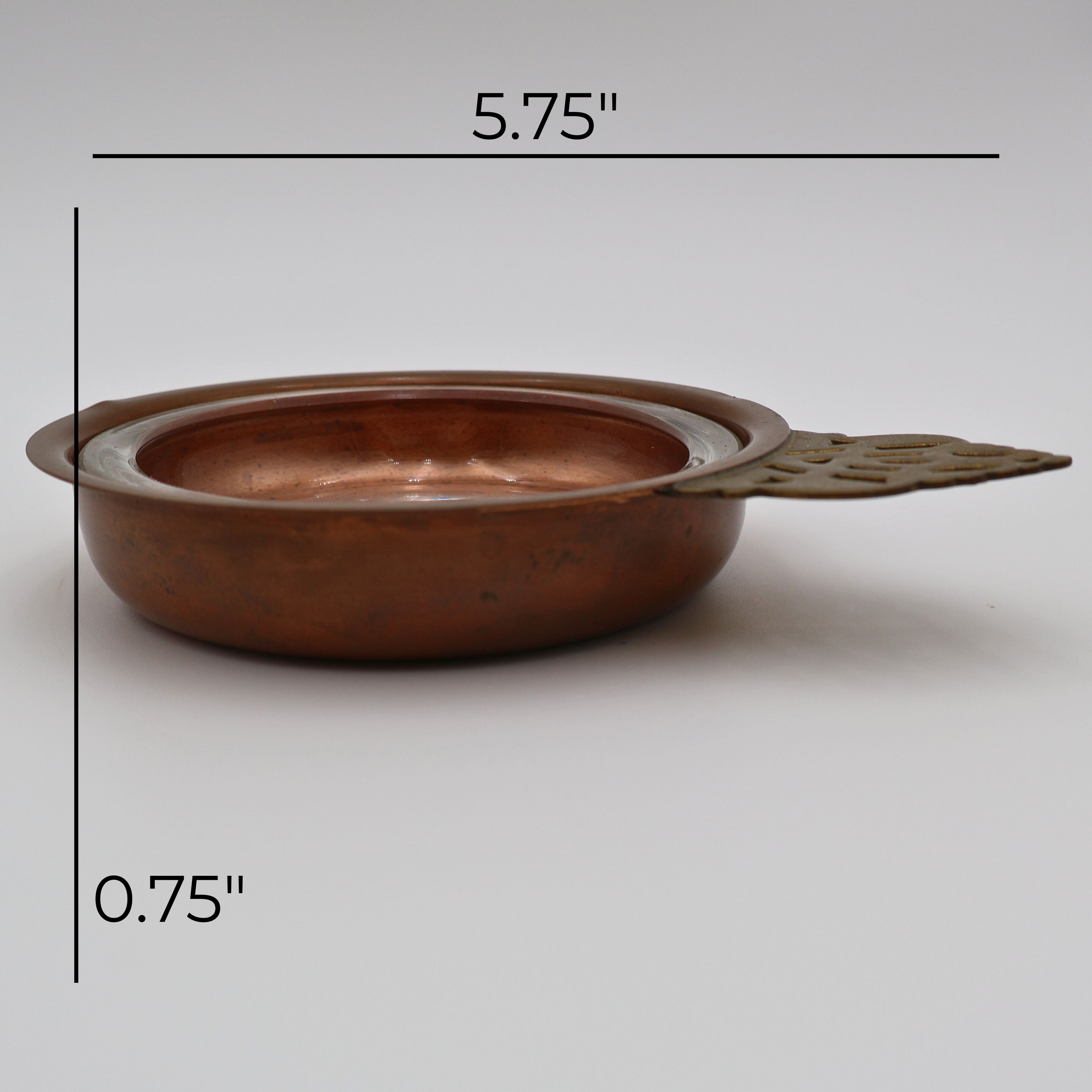 Vintage Copper Porringer Bowl with Glass Insert