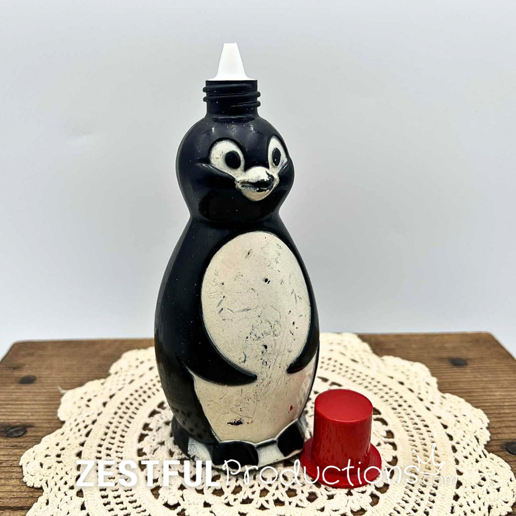 Vintage Jergens Pete the Penguin Bubble Bath Bottle | 1960s Wheaton Plastics Bathroom Collectible | Mid-Century Penguin Decor