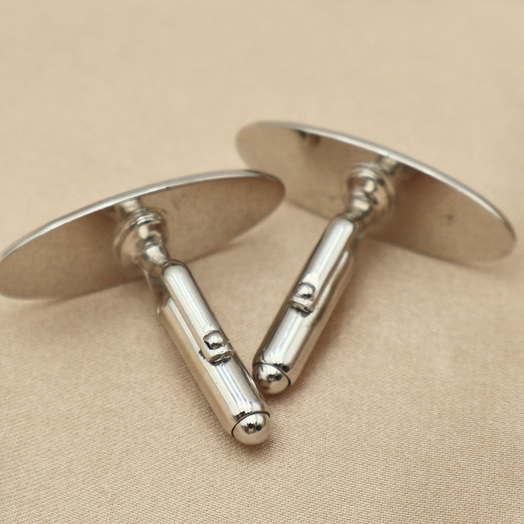 Vintage Oldsmobile Toronado Emblem Cufflinks | Black Enamel Silver-Tone Automotive Jewelry | Classic Car Gift
