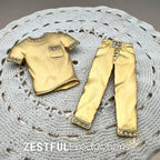 Vintage JJ Jonette Brooch Set Matte Gold Tshirt Jeans Rhinestones Figural Clothing Pins 1980s