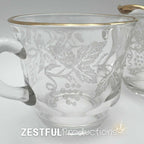 Vintage Bartlett Collins 806 Grape Leaf Cream & Sugar Set | Gold Rim Frosted Glass | Mid-Century Glassware