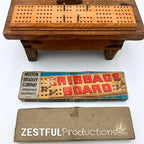Vintage Milton Bradley Cribbage Board with Original Box & Instructions | 1950s Wooden Card Game Collectible