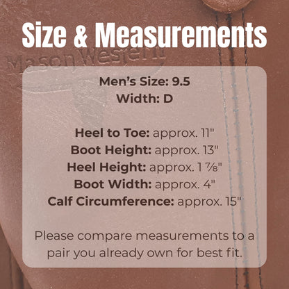 NEW Vintage Men's Mason Western Brand Cowboy Boots