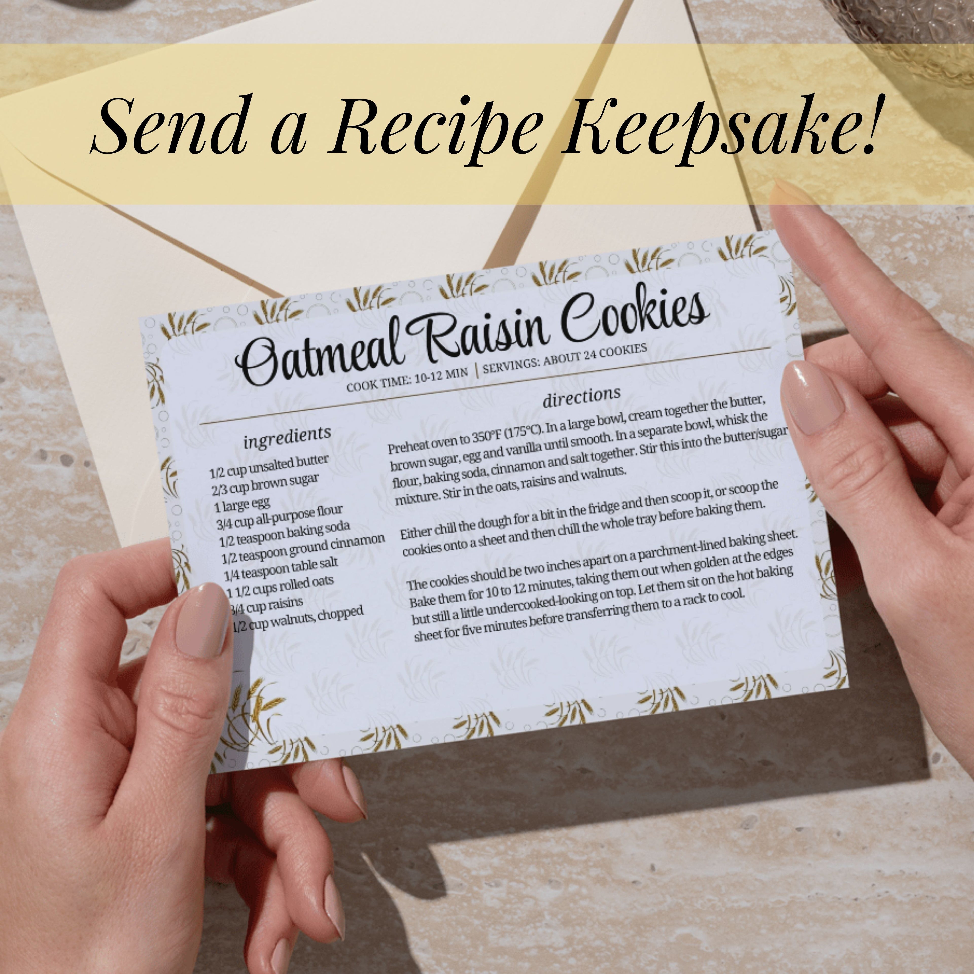 Printable Recipe Card Template Golden Wheat Style