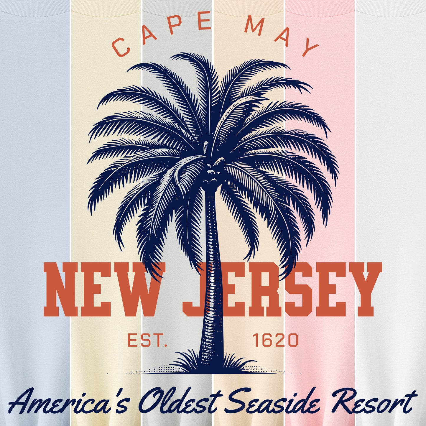 Cape May New Jersey palm tree beach souvenir t-shirt