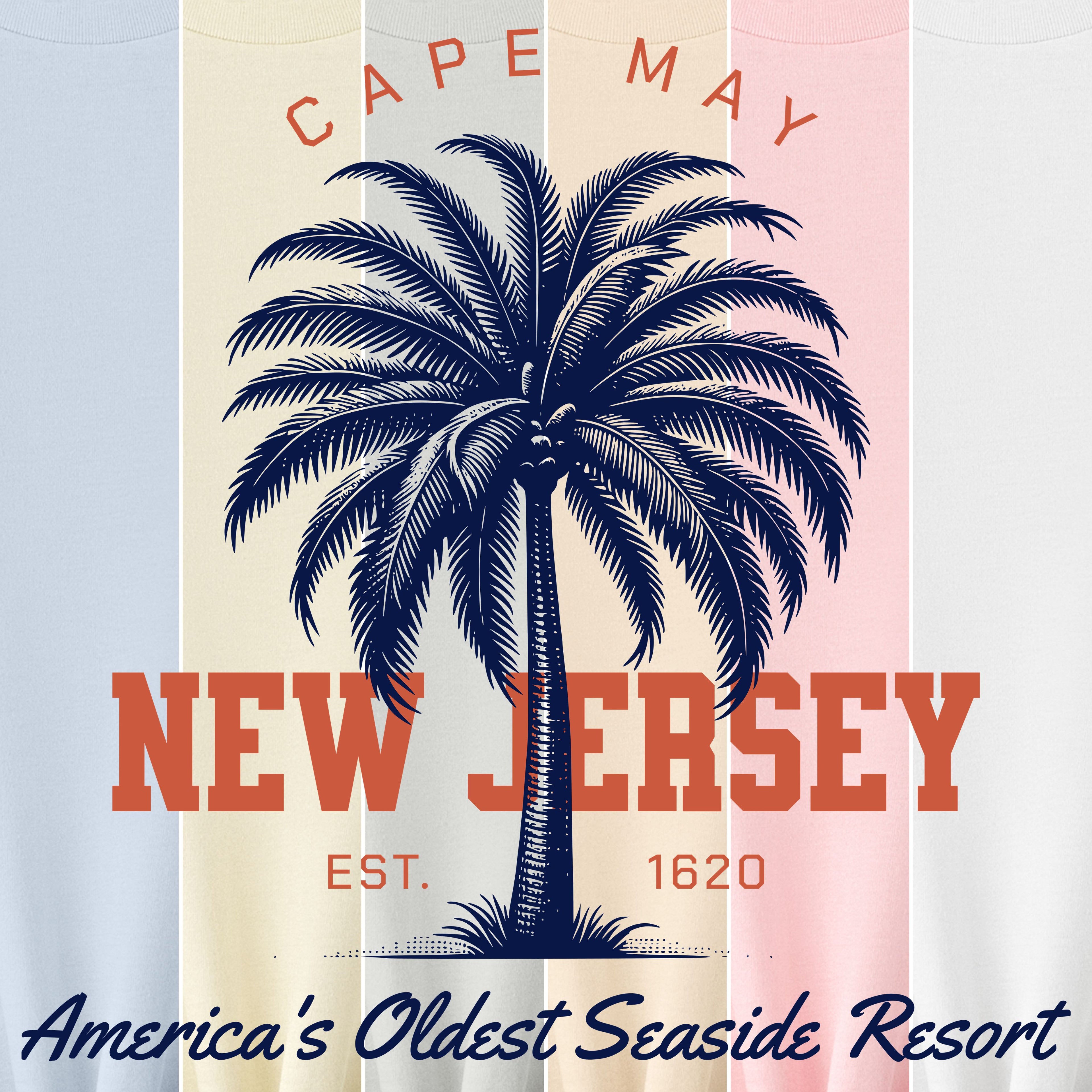 Cape May New Jersey palm tree beach souvenir t-shirt