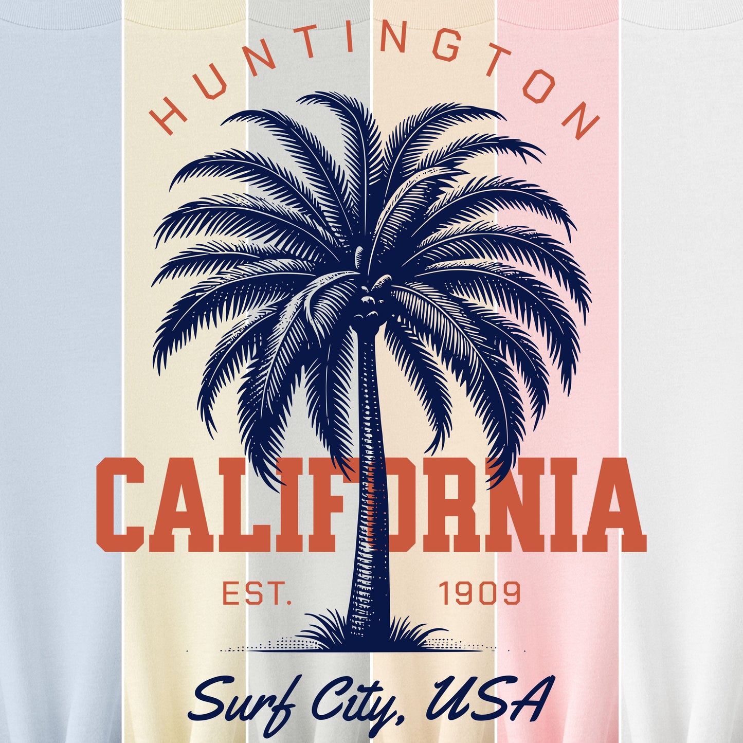 Huntington Beach California palm tree beach souvenir t-shirt