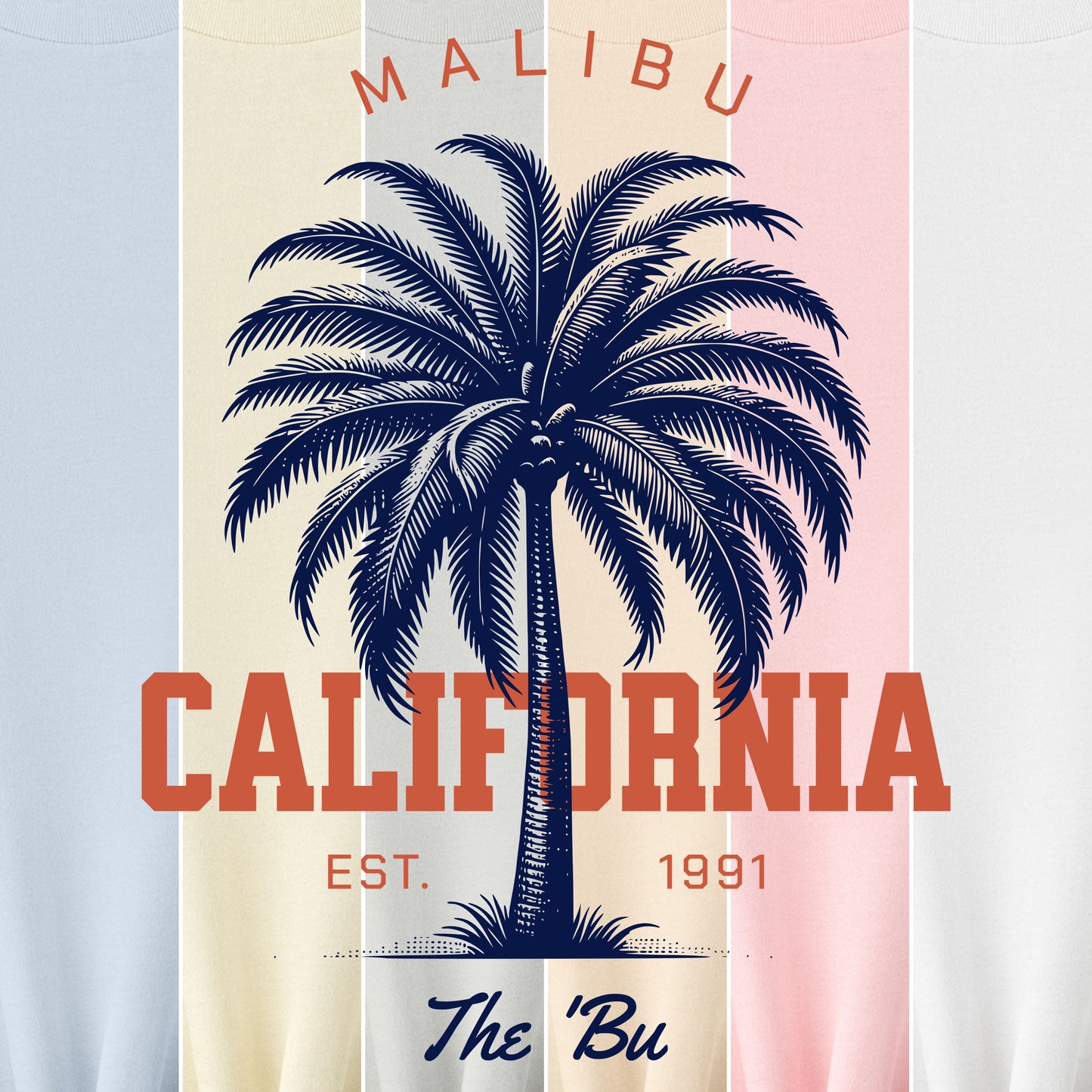 Malibu California palm tree beach souvenir t-shirt