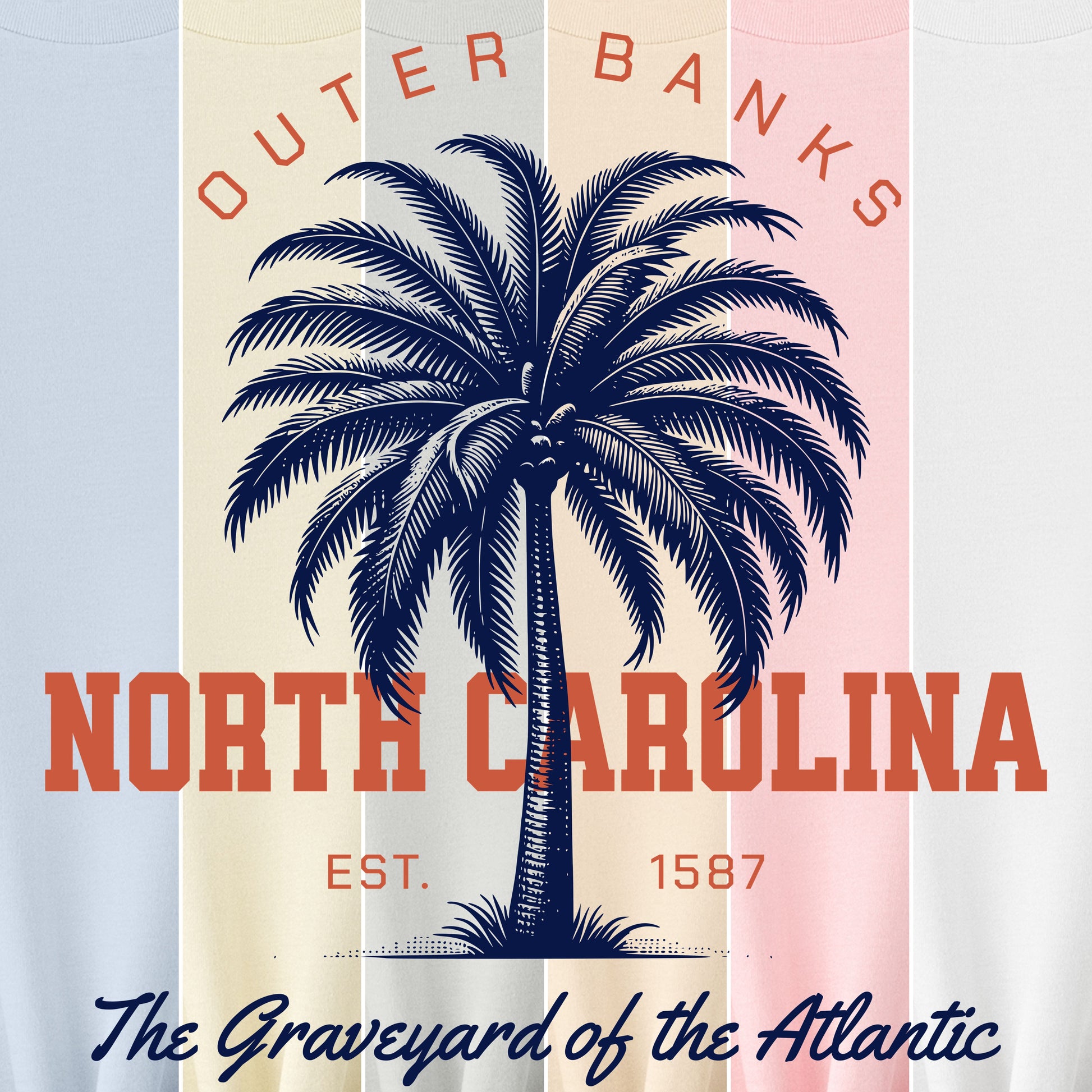 Outer Banks North Carolina palm tree beach souvenir t-shirt