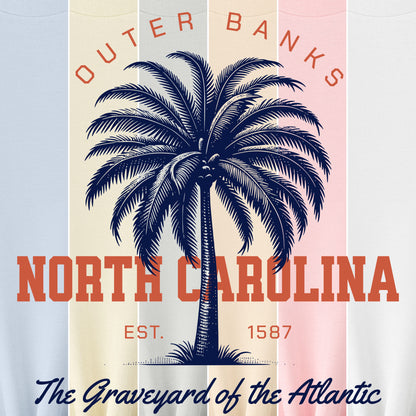 Outer Banks North Carolina palm tree beach souvenir t-shirt