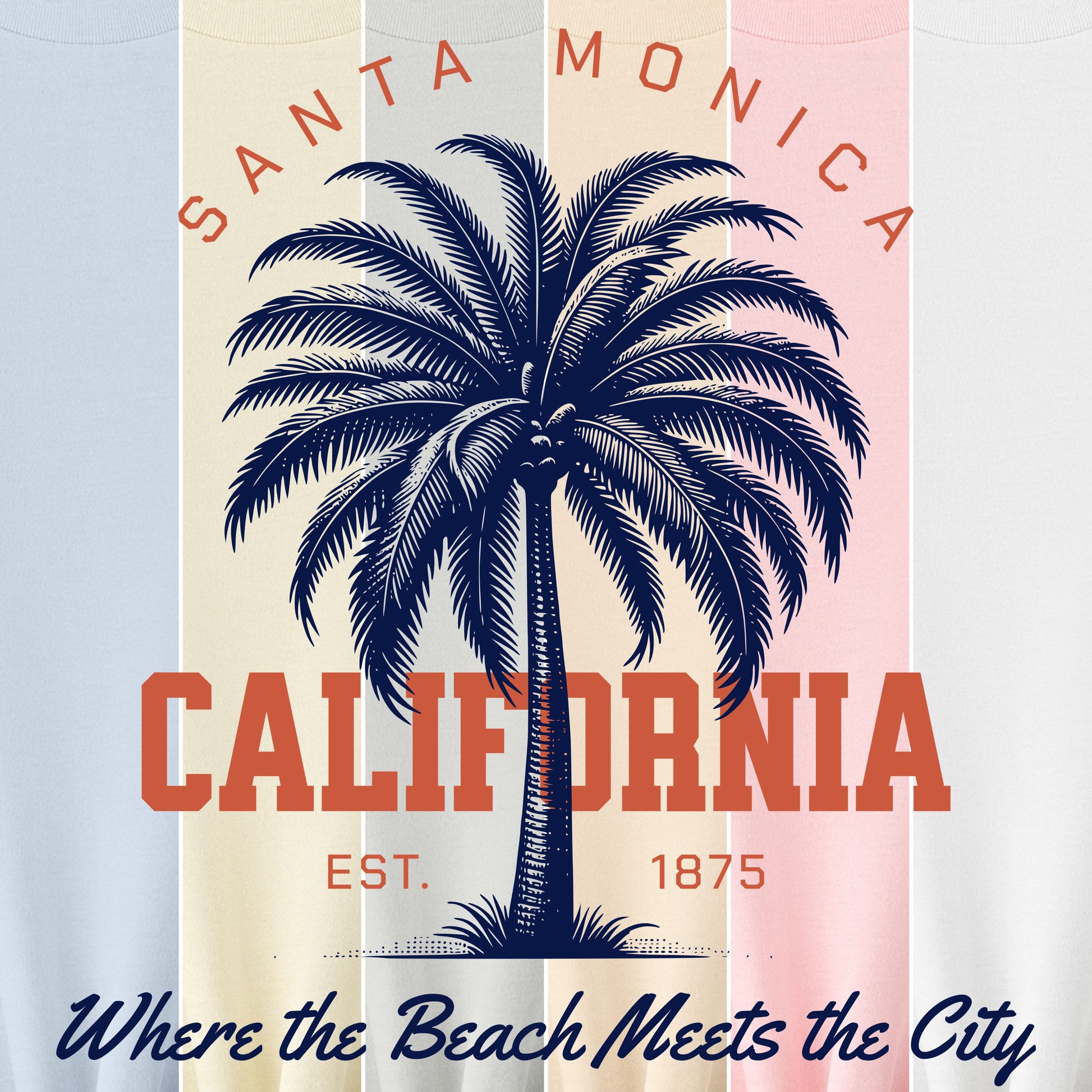 Santa Monica California palm tree beach souvenir t-shirt
