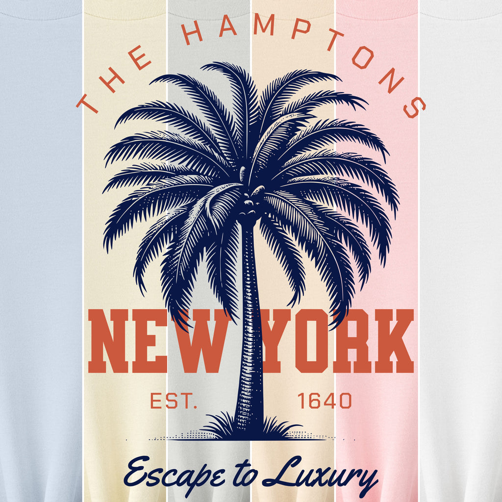 The Hamptons New York palm tree beach souvenir t-shirt