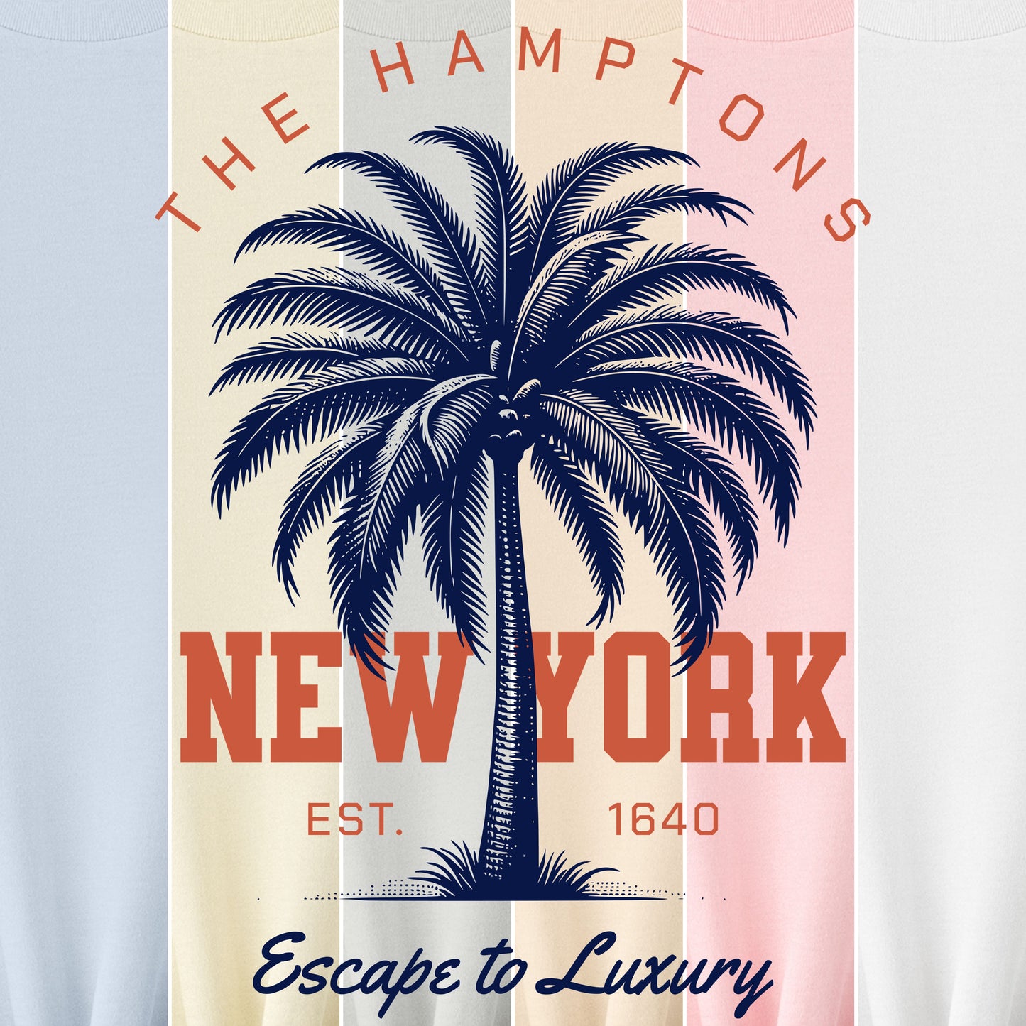 The Hamptons New York palm tree beach souvenir t-shirt