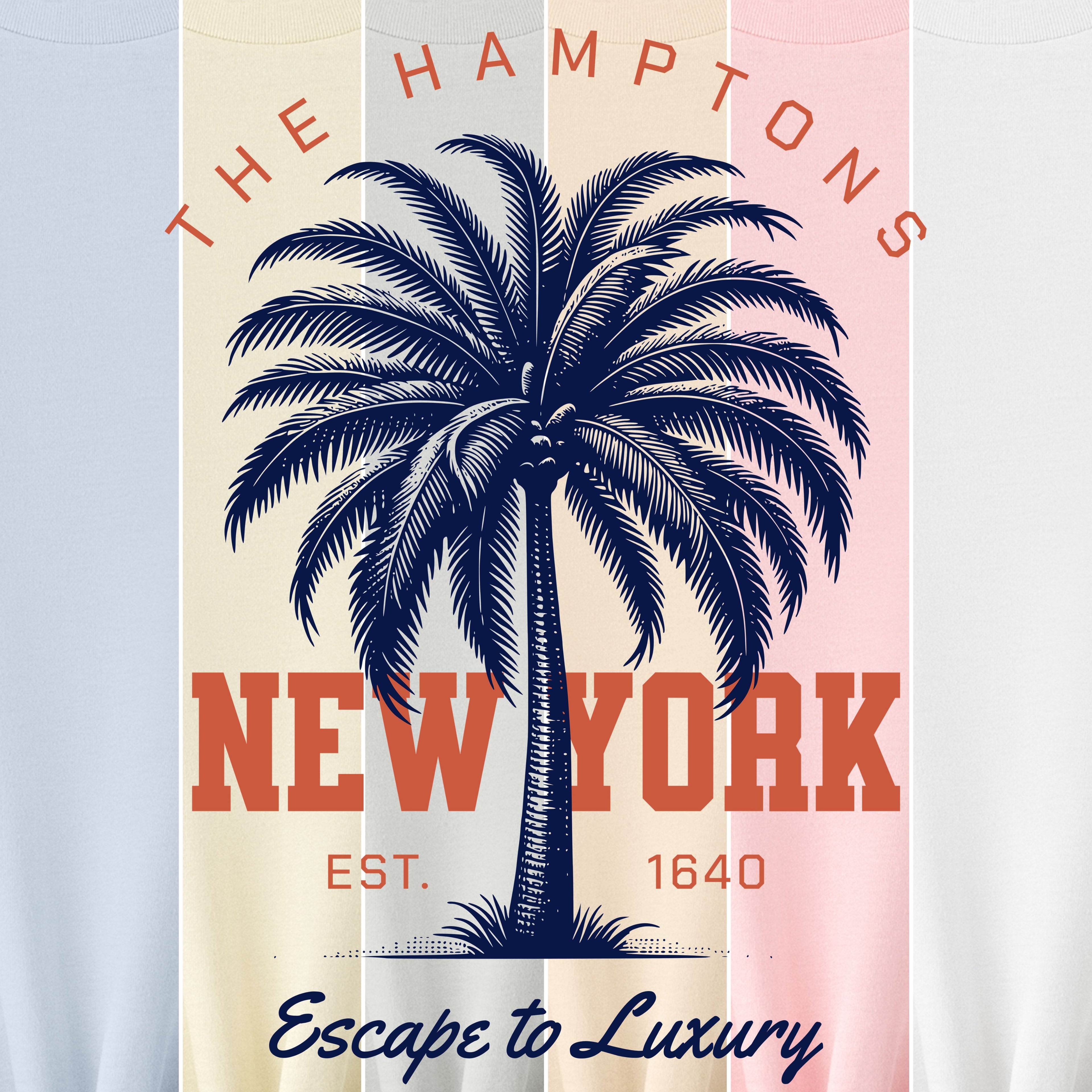 The Hamptons New York palm tree beach souvenir t-shirt