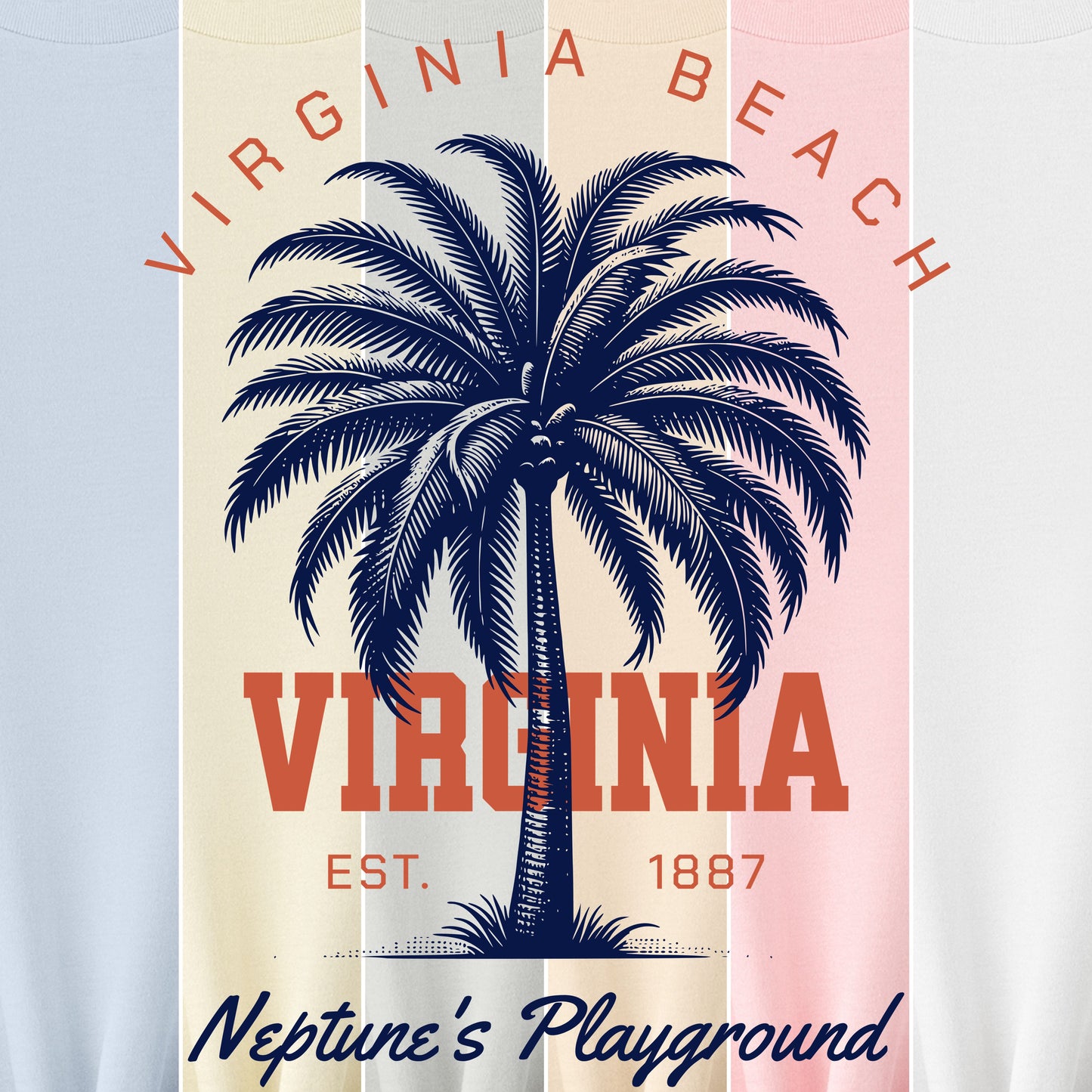 Virginia Beach Virginia palm tree beach souvenir t-shirt