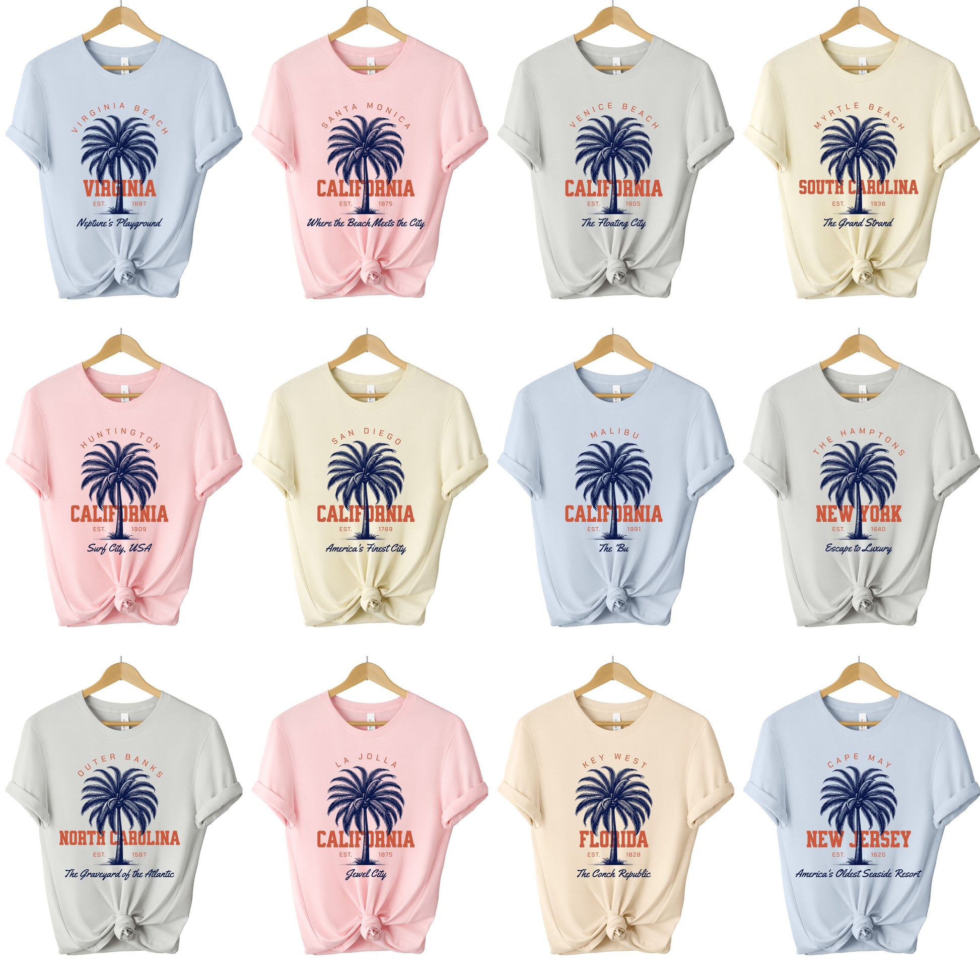 Palm tree beach souvenir t-shirt options for casual coastal outfit