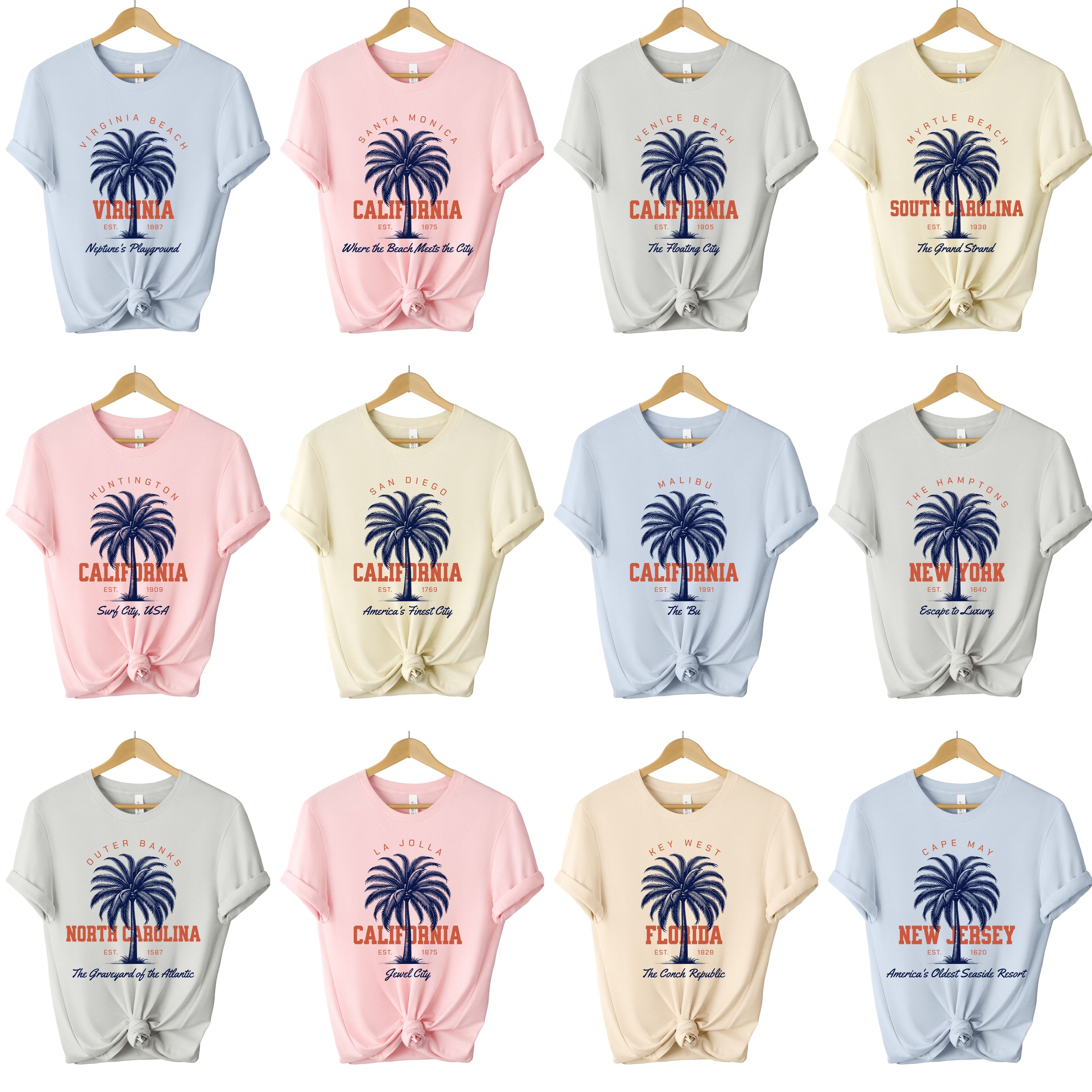 Palm tree beach souvenir t-shirt options for casual coastal outfit
