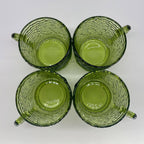 Vintage Anchor Hocking Soreno Avocado Green Punch Cups | Mid-Century Bark-Textured Glass