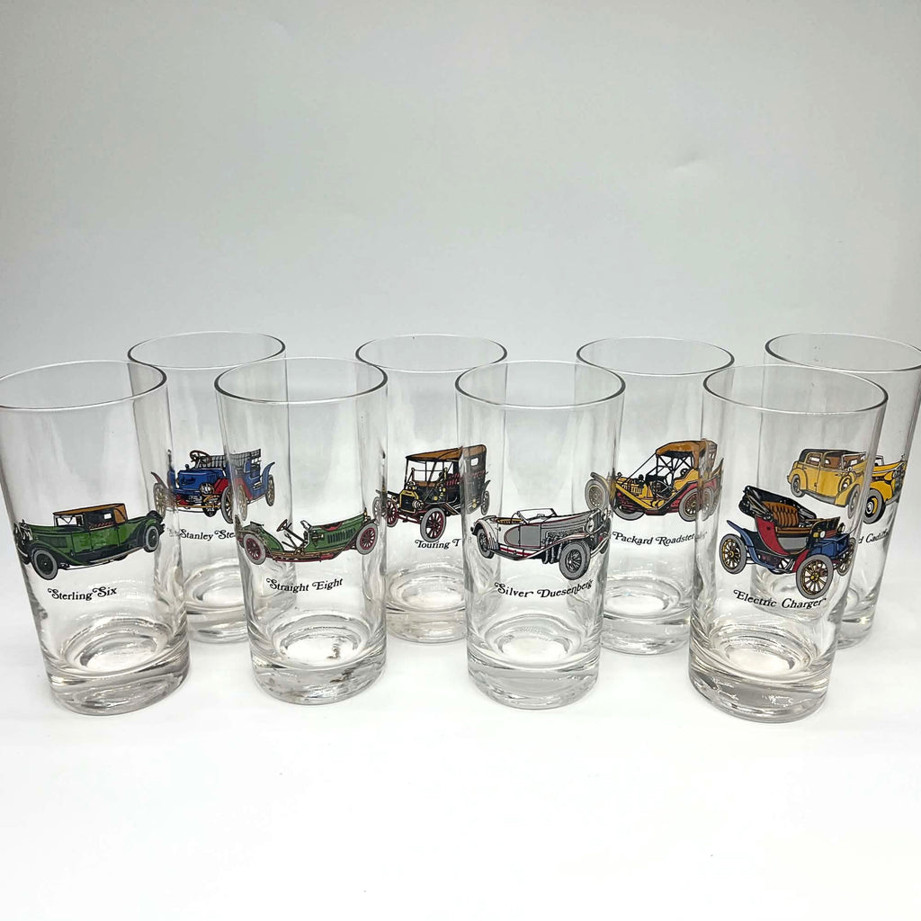 Vintage Avon Antique Car Highball Glasses | Classic Automotive Barware