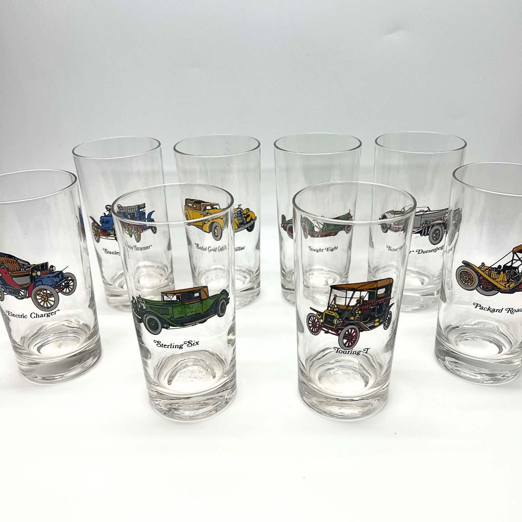 Vintage Avon Antique Car Highball Glasses | Classic Automotive Barware
