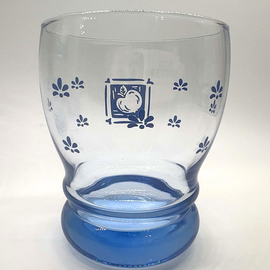 Pfaltzgraff Maison Blue Double Old Fashioned Glasses | 12 oz Apple Motif Farmhouse Drinkware