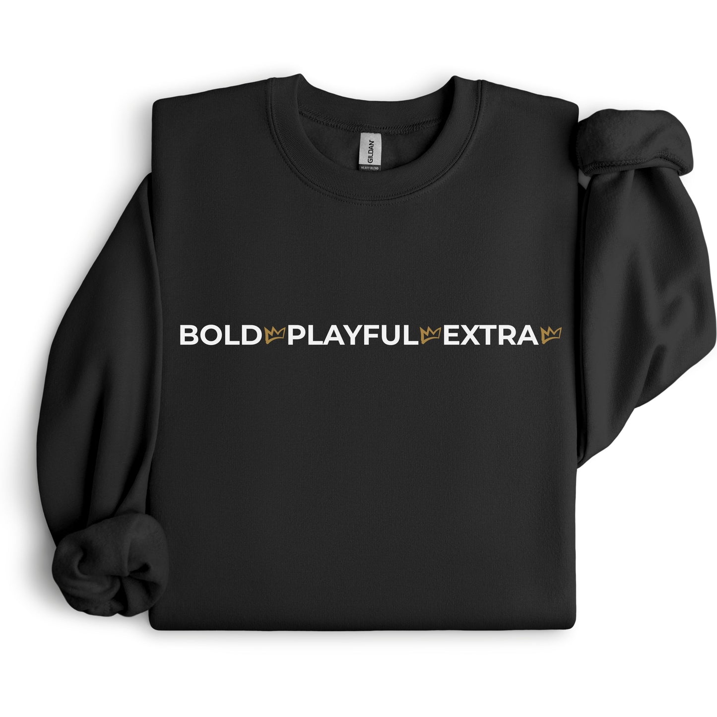 Black Bold Playful Extra statement crewneck sweatshirt front view
